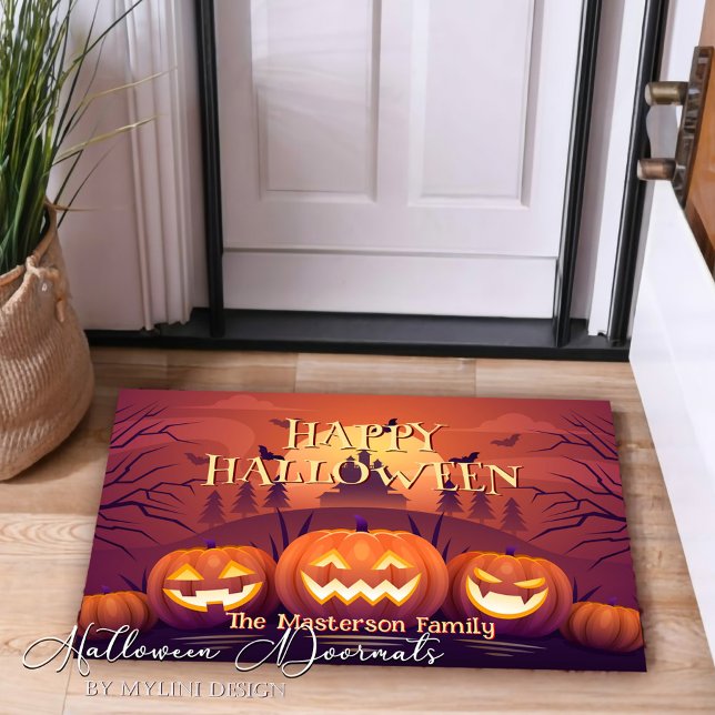 Custom Spooky Pumpkins Happy Halloween Doormat (Creator Uploaded)