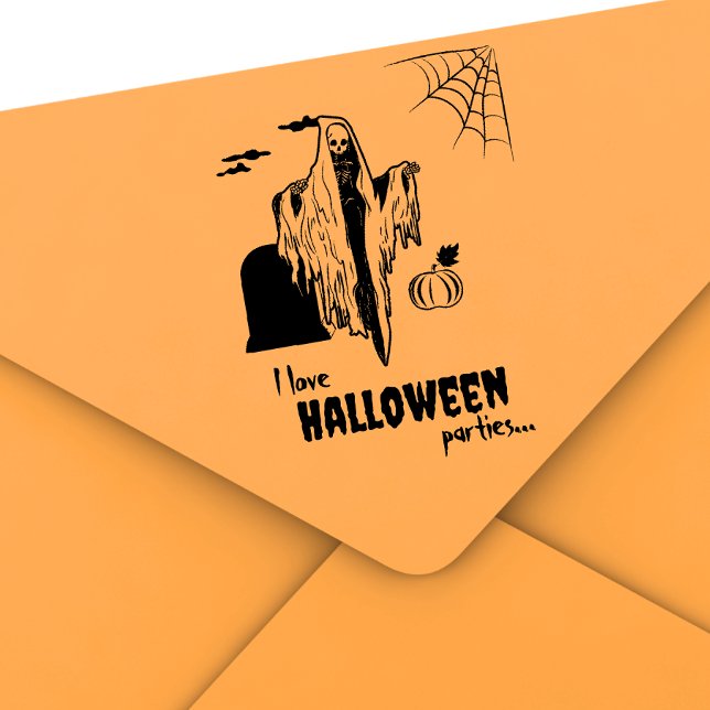 Custom Spooky Scary Skeleton Funny Halloween Party Self-inking Stamp (Creator Uploaded)