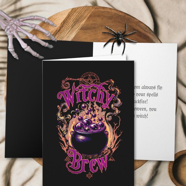 Custom Spooky Witches Brew Vintage Happy Halloween Card (Creator Uploaded)