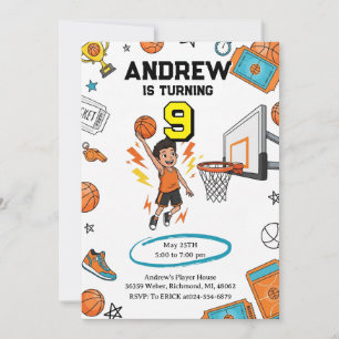 Custom Sport Basketball Birthday Invitation