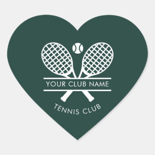 Custom Sports Club Name Tennis Green Heart Sticker