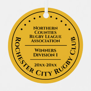 Custom Sports Club Winners Medal Style Metal Ornament