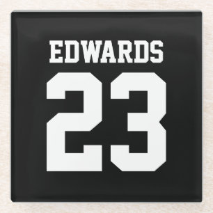 Custom Sports Numbered With Name Glass Coaster