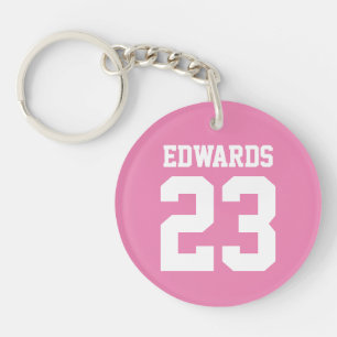 Custom Sports Numbered With Name Keychain