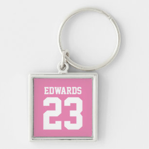 Custom Sports Numbered With Name Keychain