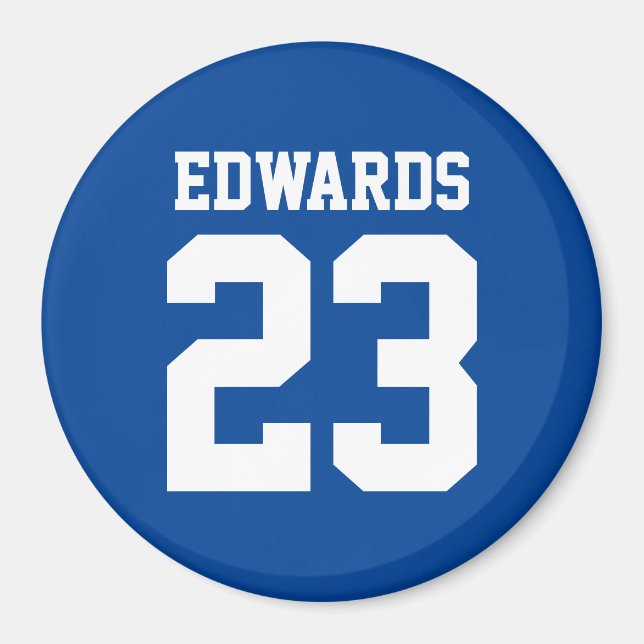 Custom Sports Numbered With Name Magnet (Front)