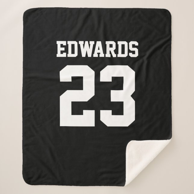Custom Sports Numbered With Name Sherpa Blanket (Front)