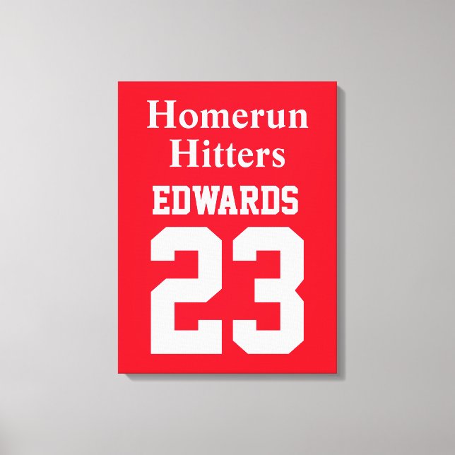 Custom Sports Numbered With Team Name Canvas Print (Front)