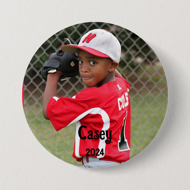 Custom Sports Photo Player Name and Year Button (Front)