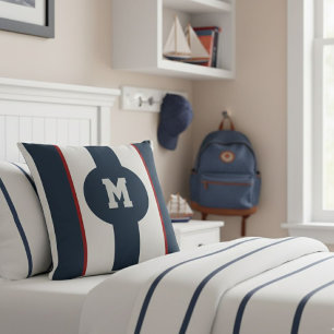 Custom Sports Style Pillow with Initial 