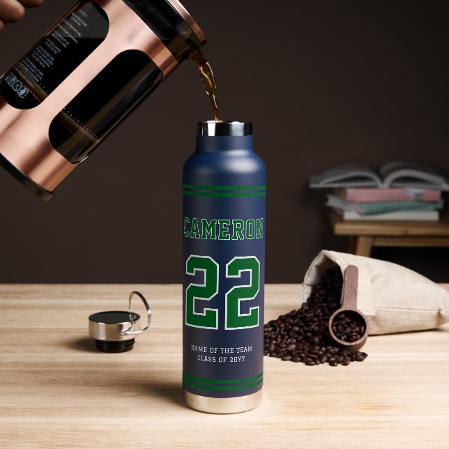 Custom Sports Style School College Player Graduate Water Bottle (Coffee)