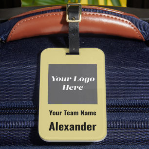Custom Sports Team Logo, Team & Player Name Gold Luggage Tag