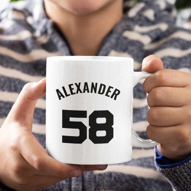 Custom Sports Team Logo, Team & Player Name Number Coffee Mug (Creator Uploaded)