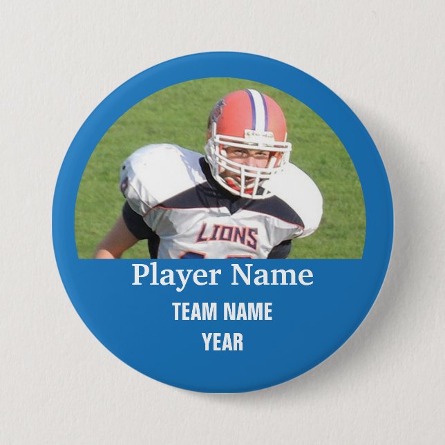 Custom sports team photo - BLUE 3 Inch Round Button (Front)