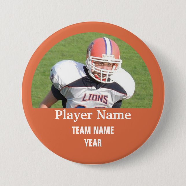 Custom sports team photo - ORANGE 3 Inch Round Button (Front)