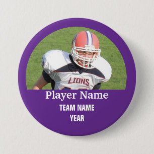 Custom sports team photo - PURPLE 3 Inch Round Button