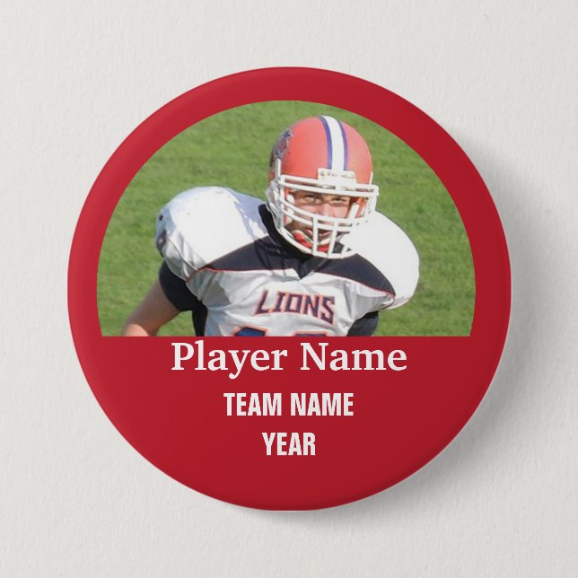 Custom sports team photo - RED 3 Inch Round Button (Front)
