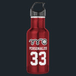 Custom sports water bottle for volleyball players<br><div class="desc">Custom sports water bottle for beach volleyball players. Personalized stainless steel sports water bottle. Custom shiny metal water bottle in many colours. Great for sports teams and outdoor activities. Personalize with your own name, jersey number, initials or slogan in big letters. Cool sporty college typography. Suitable for sporty men women...</div>