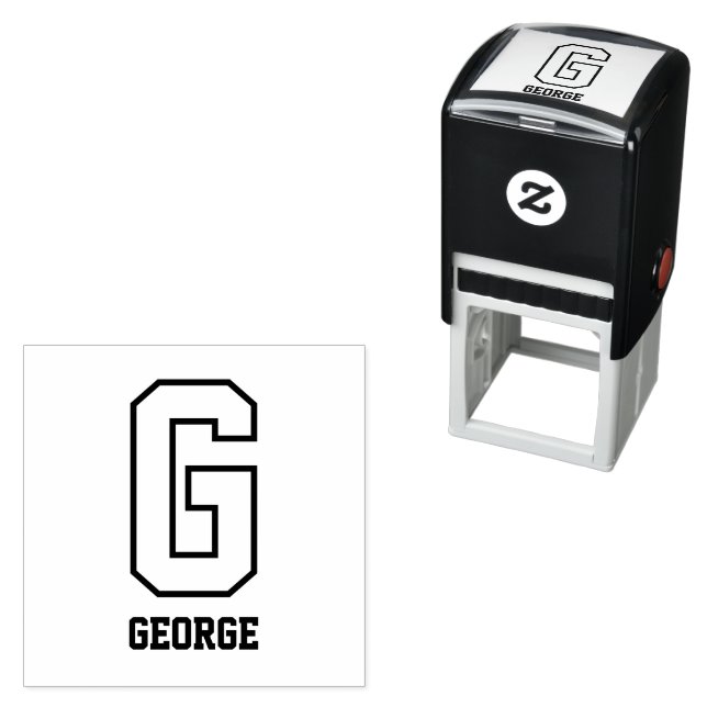 Custom Sporty Personalized Monogram Self-inking Stamp (In Situ)