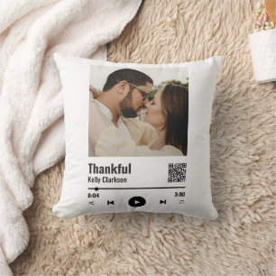 Custom Spotify Couple Photo Music Anniversary Throw Pillow