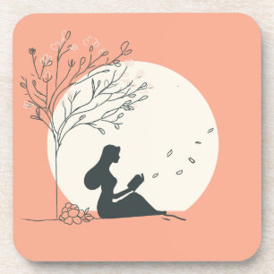 Custom Spring Aesthetic Peaceful Girl Reading Coaster