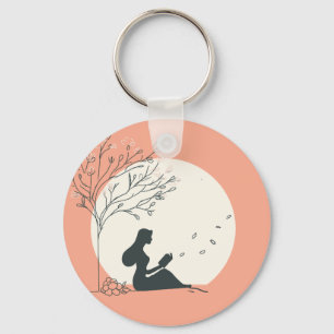 Custom Spring Aesthetic   Peaceful Girl Reading  Keychain