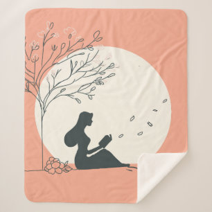 Custom Spring Aesthetic   Peaceful Girl Reading  Sherpa Blanket