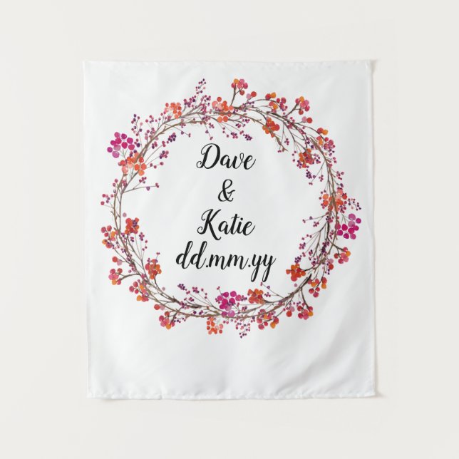 Custom Spring Backdrop Floral Wedding Photo Booth Tapestry (Front)