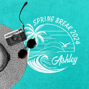 Custom Spring Break Girls Trip Cute Beach Fun Towel