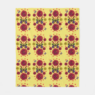 Custom Spring Butterfly Floral Gift Fleece Blanket