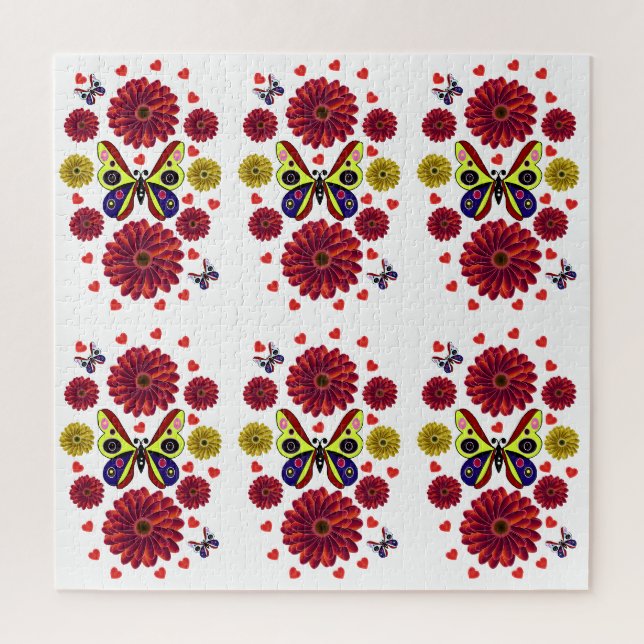 Custom Spring Butterfly Floral Gift  Jigsaw Puzzle (Vertical)