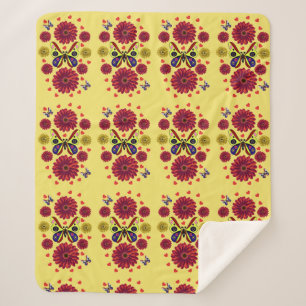 Custom Spring Butterfly Floral Gift  Sherpa Blanket