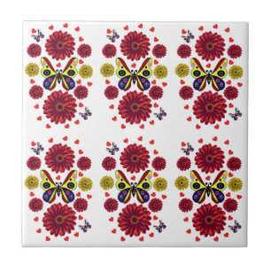 Custom Spring Butterfly Floral Gift  Tile