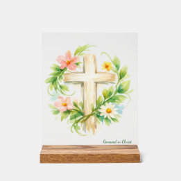 Custom Spring Cross Acrylic "Renewed in Christ"