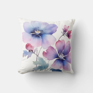 Custom Spring Floral Watercolor Throw Pillow Cover