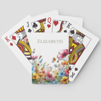 Custom Spring Wildflowers Personalized  Playing Cards