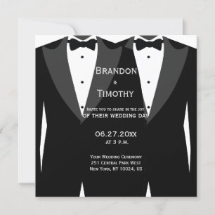 Custom Square Black And White Gay Wedding Invites
