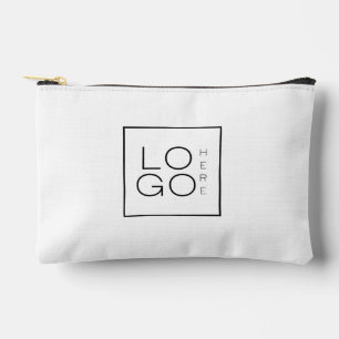 Custom Square Business Logo Minimalist Plain White Accessory Pouch