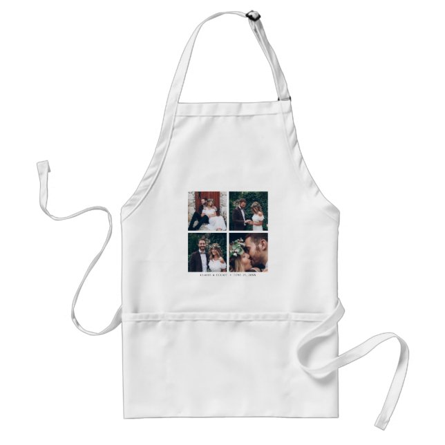 Custom Square Collage 4 Wedding Photo & Text Standard Apron (Front)