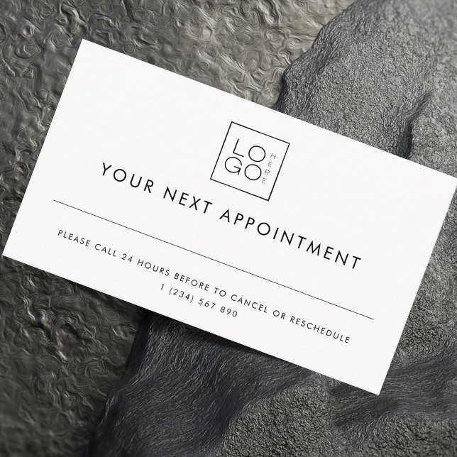 Custom Square Logo Plain Business Appointment Card (Creator Uploaded)