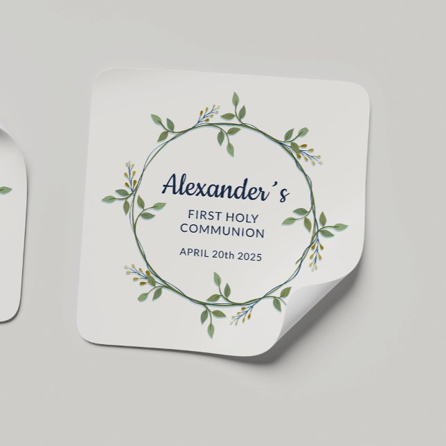 Custom Square Sticker – Floral Communion Wreath (Creator Uploaded)