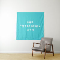 Custom Square Tapestry – Cyan Blue & Personalized