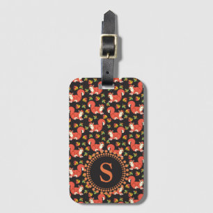 Custom Squirrel and Autumn Leaf Pattern Luggage Tag