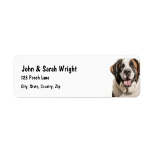 Custom St Bernard  Dog Address Label