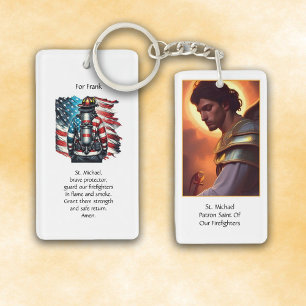 Custom St. Michael Protector of Firemen Prayer Keychain