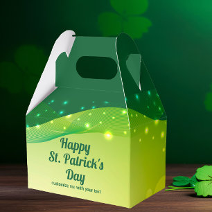 Custom St. Patrick's Day Cool Green Sparkle Party Favor Box
