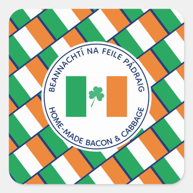 Custom St Patricks Day Home-made Bacon Cabbage Square Sticker (Front)