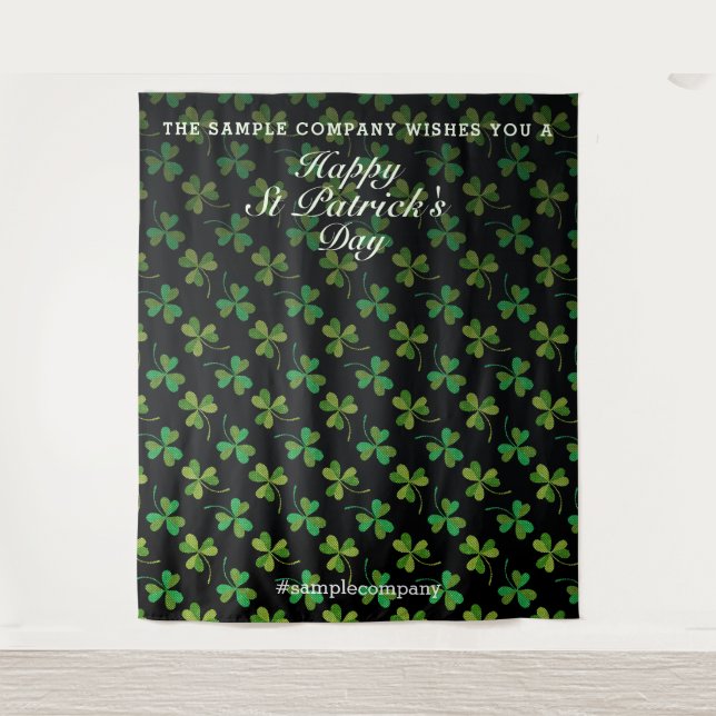 Custom St Patrick's Day Selfie Backdrop Shamrocks Tapestry (Front)