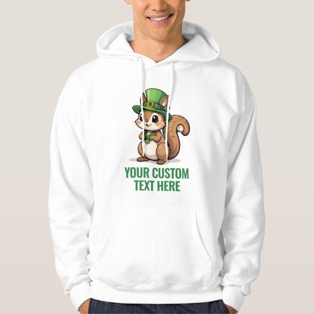 Custom St. Patrick's Day Squirrel with Green Hat Hoodie (Front)