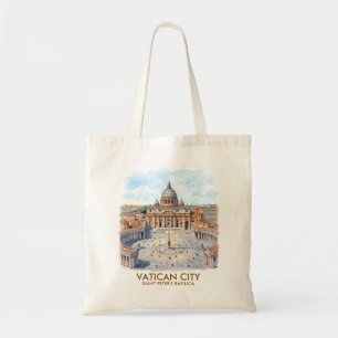 Custom St Peter's Basilica Vatican City Watercolor Tote Bag